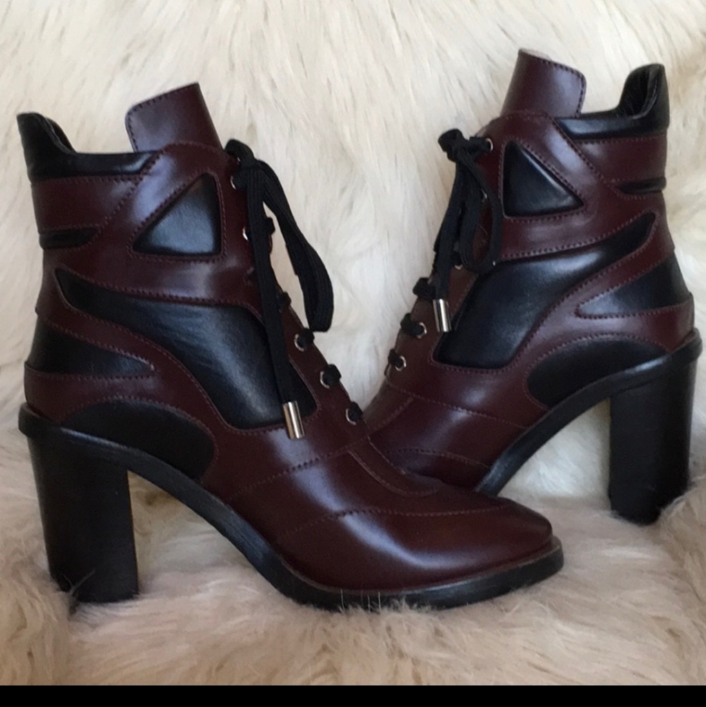 Cavallini 2tone Lace Up Ankle Boots Sz 7.5/38